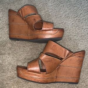 Dark Tan Sandal Wedges